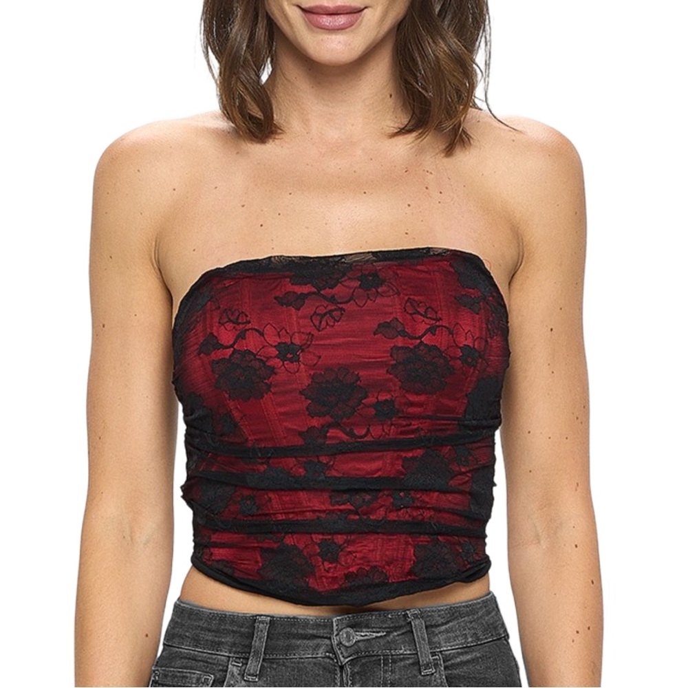 Vampy floral mesh corset top